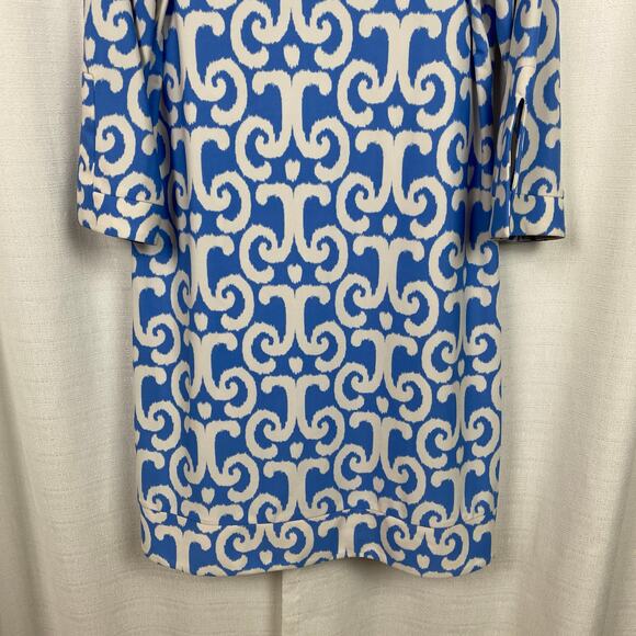 Jude Connally Blue Swirl Megan 3/4 Sleeve Jude Cloth Shift Dress Sz.L - Picture 7 of 14